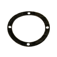 A black circular gasket with four pre-drilled holes, shown on a plain off-white background.